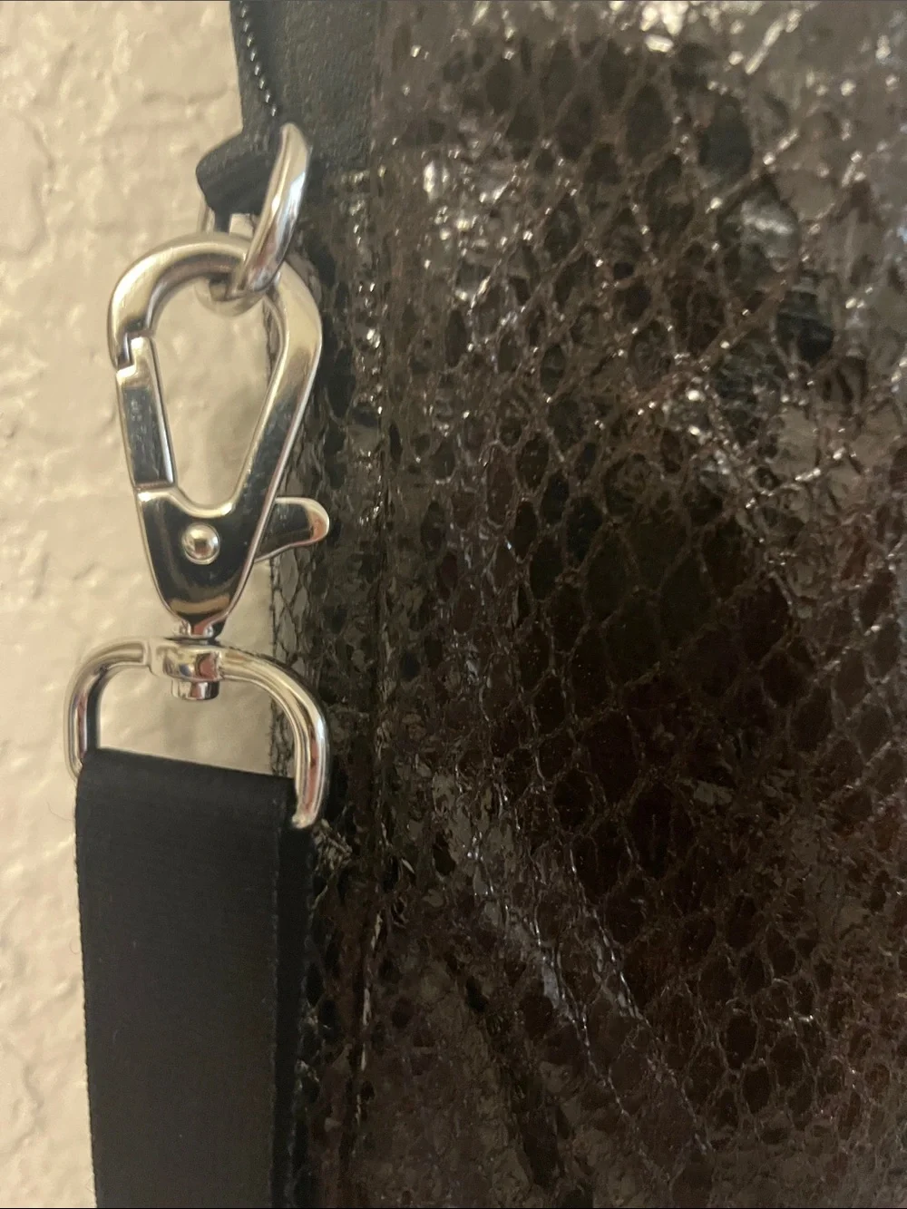 Tumi Black Snakeskin-Texture Laptop Briefcase with Shoulder Strap
